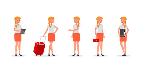 Business Woman showing different gestures character vector design. no10