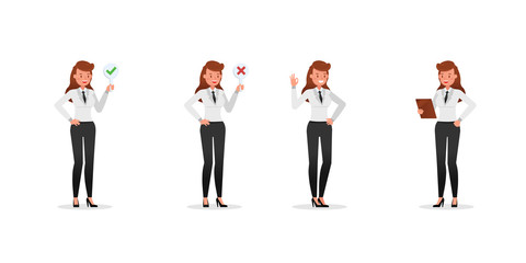Fototapeta na wymiar Business Woman showing different gestures character vector design. no15