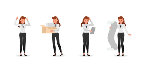 Obraz premium Business Woman showing different gestures character vector design. no17