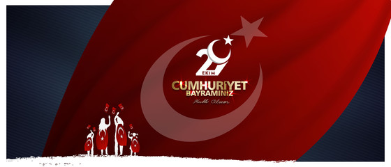 29 ekim, cumhuriyet bayrami, Translation: 29 october Republic Day Turkey and the National Day in Turkey. celebration republic. for social media vector illustration.	