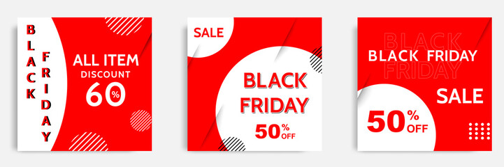 Black Friday sale square banner. Minimal modern geometric shape background  in black and white color