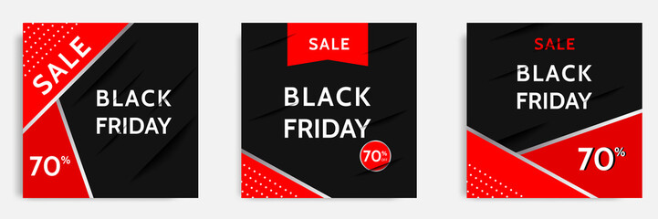 Black Friday sale square banner. Minimal modern geometric shape background  in black and white color