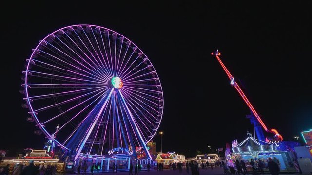 Beautiful Night Shot of a huge Festival in Stuttgart, Germany also called Wasen Volksfest