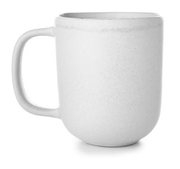 Ceramic cup on white background