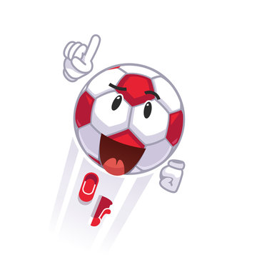 Soccer football character fly. Cartoon soccer ball