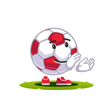 Cartoon soccer football fan character clapps hands