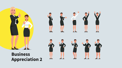 Young business women showing thumb up gesture