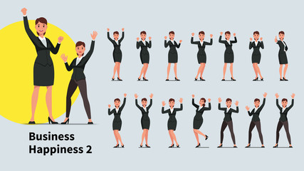 Business woman gesturing raised hands with fists