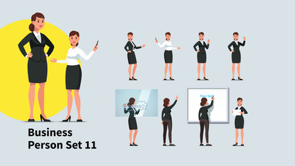 Set of business woman and speaker poses