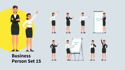 Set of businesswoman poses. Collection of gestures