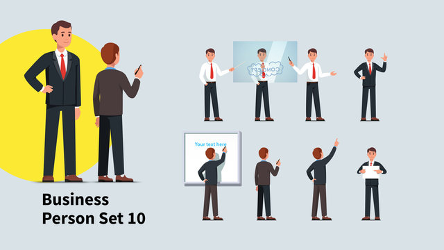 Set of business man and speaker poses