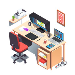 Naklejka premium Graphic designer working desk, project on monitor