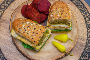 healthy sandwich with panini wholemeal bread