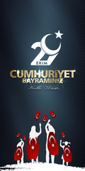 29 ekim, cumhuriyet bayrami, Translation: 29 october Republic Day Turkey and the National Day in Turkey. celebration republic. for social media vector illustration.	