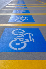 colorful painted sign or symbol of bicycle parking lot