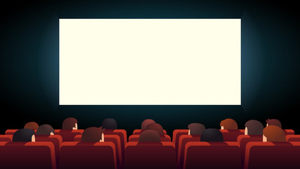 Movie theater. Cinema audience crowd watching film © iconicbestiary