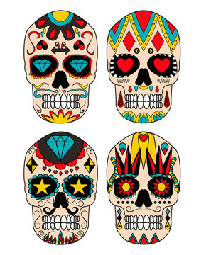 Day of the dead colorful sugar skull. Mexican sugar skull. Vector illustration.