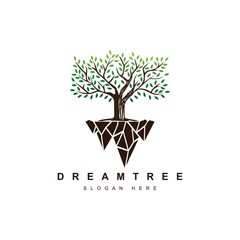 Dream tree logo illustration logo design template.Tree on the sky icon