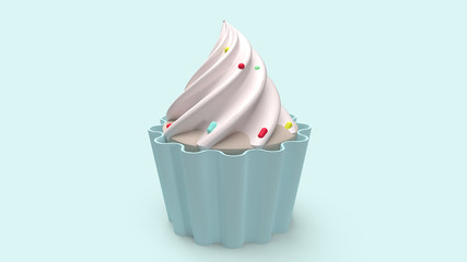  cupcake  3d rendering for sweet food content.
