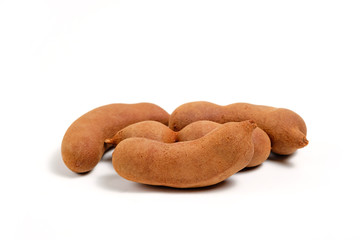 Ripe tamarind and ready to eat on white isolated background