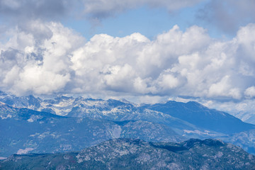 Bird view of the Whistler mountain in the morning from the top.