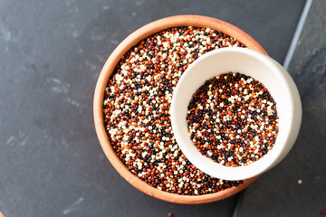 Set of quinoa Red, white and brown quinoa.