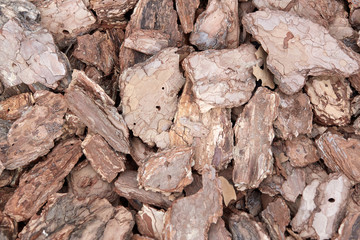 Background made of wood chips, closeup shot, wooden texture.