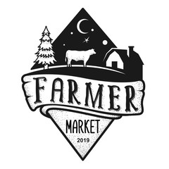 Black and white farm logo design