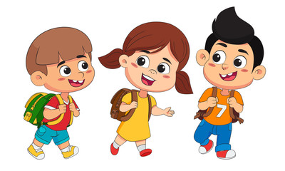 kid walking and talking to school.back to school.