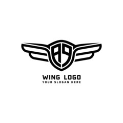 AP initial logo wings, abstract letters in the middle of black