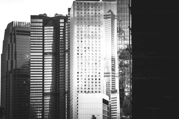 Hong Kong Commercial Building Close Up; Black and White style