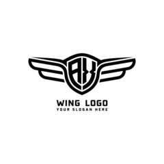 AY initial logo wings, abstract letters in the middle of black