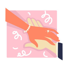 Engagement or proposal, male and female hands, ring or jewelry