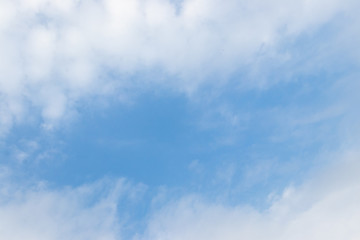 Clear blue sky with white cloud background