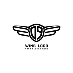 Obraz premium DF initial logo wings, abstract letters in the middle of black