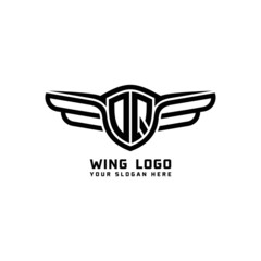 DQ initial logo wings, abstract letters in the middle of black