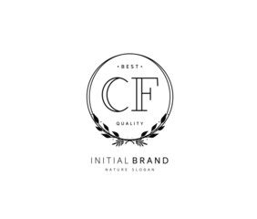 C F CF Beauty vector initial logo, handwriting logo of initial signature, wedding, fashion, jewerly, boutique, floral and botanical with creative template for any company or business.