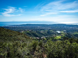 View of Pacific Ocean and Channel Islands from Jesusita Trail, Santa Barbara, California, USA