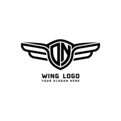 DN initial logo wings, abstract letters in the middle of black