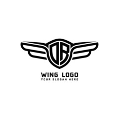 DR initial logo wings, abstract letters in the middle of black