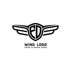 FD  initial logo wings, abstract letters in the middle of black