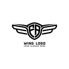 FA initial logo wings, abstract letters in the middle of black