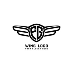FG initial logo wings, abstract letters in the middle of black