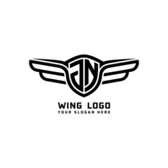 JN initial logo wings, abstract letters in the middle of black
