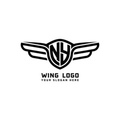 NY initial logo wings, abstract letters in the middle of black