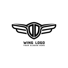OD initial logo wings, abstract letters in the middle of black
