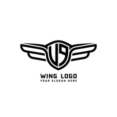 Obraz premium UP initial logo wings, abstract letters in the middle of black