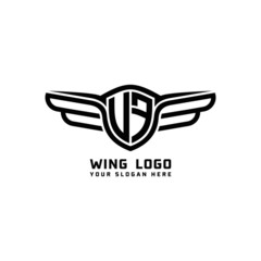 UF initial logo wings, abstract letters in the middle of black