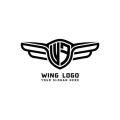 WF initial logo wings, abstract letters in the middle of black