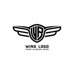 WR initial logo wings, abstract letters in the middle of black